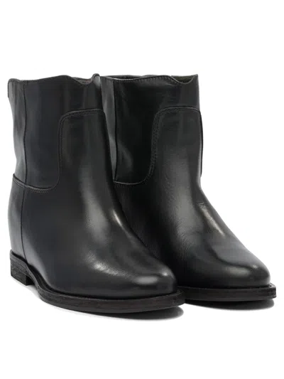 Via Roma 15 Ankle Boots Inside Wedge In Black Leather