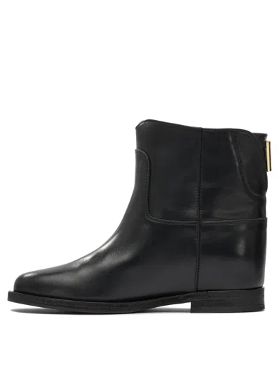 Via Roma 15 Ankle Boots Inside Wedge In Black Leather