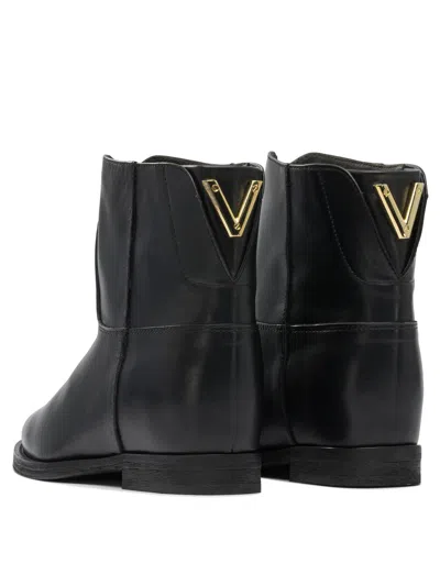 Via Roma 15 Ankle Boots Inside Wedge In Black Leather
