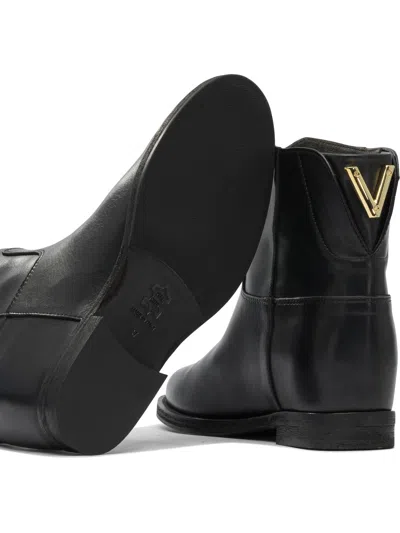 Via Roma 15 Ankle Boots Inside Wedge In Black Leather