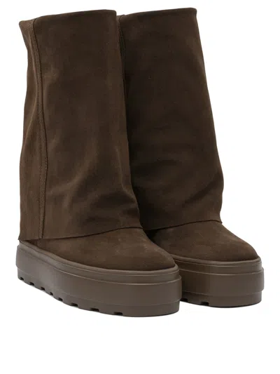 Casadei Lug Sole Platform Ankle Boots In Brown