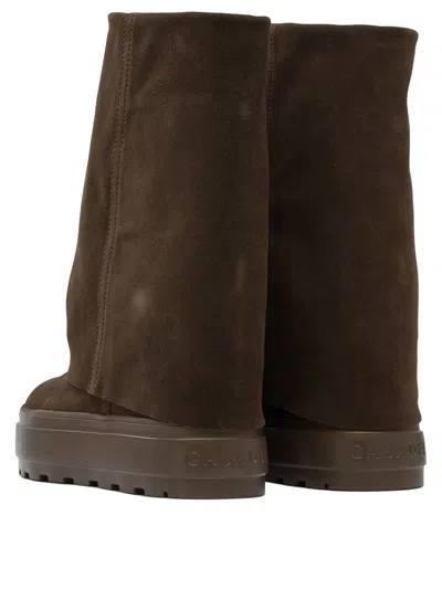 Casadei Lug Sole Platform Ankle Boots In Brown