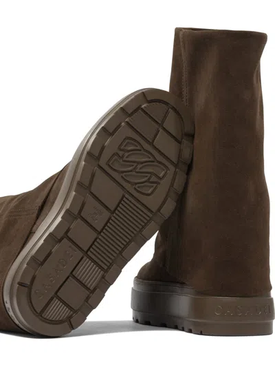 Casadei Lug Sole Platform Ankle Boots In Brown
