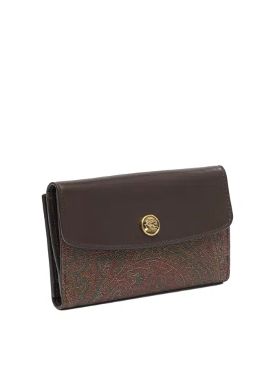 Etro Arnica Paisley Jacquard Flap Wallet In Brown