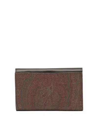 Etro Arnica Paisley Jacquard Flap Wallet In Brown
