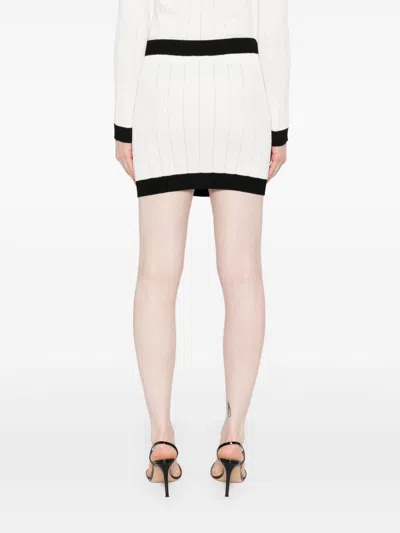 Balmain Knitted Buttoned Mini Skirt In White