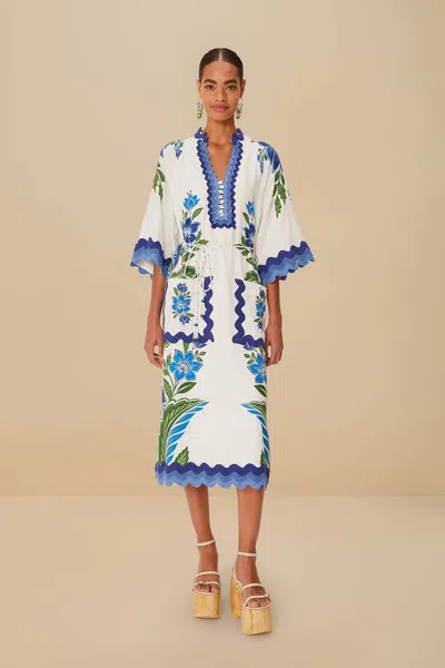 Farm Rio Active Off-white Tropicance Tunic Lenzing Ecovero Euroflax Midi Dress
