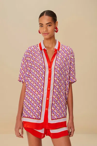 Farm Rio Active Multicolor Graphic Pineapple Scarf Shirt
