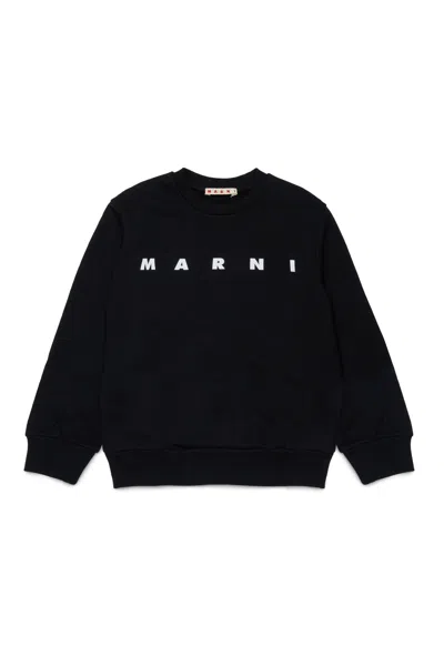 Marni Logo Print Crewneck Sweatshirt Kids In Black