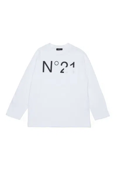 N°21 T-shirt Manica Lunga In Jersey Con Logo In White