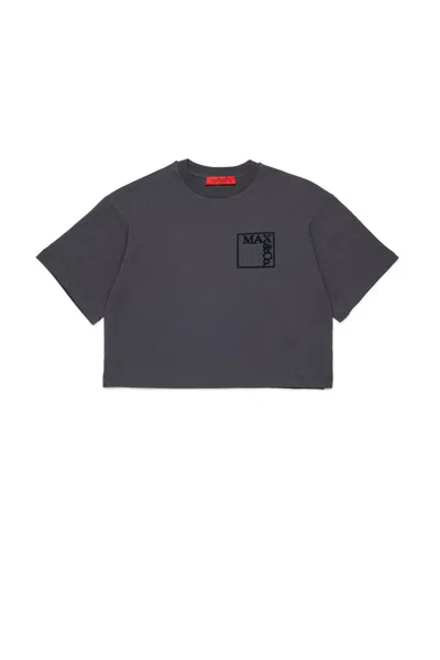 Max & Co T-shirt In Jersey Con Maxi Stemma In Gray
