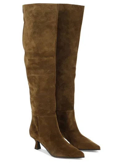 3juin Pointed Toe Suede Knee-high Boots