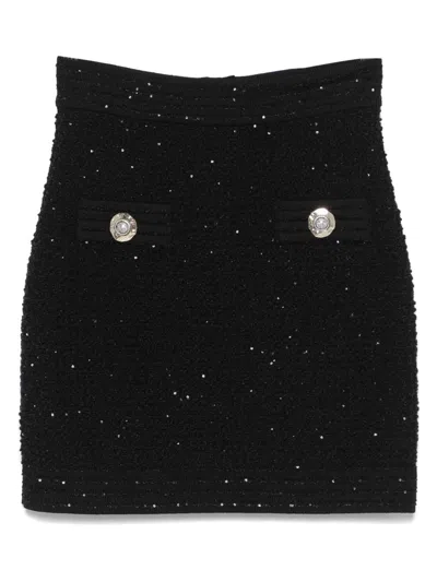 Balmain Button-embellished Skirt In Black