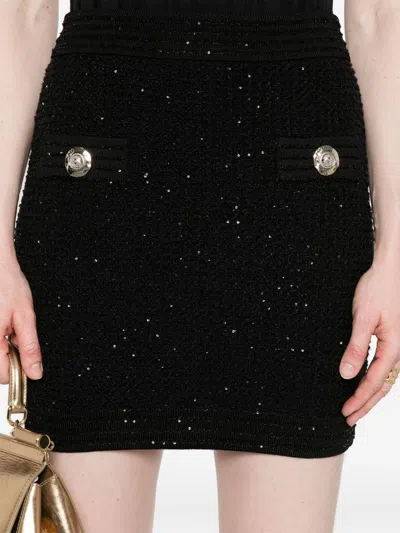 Balmain Button-embellished Skirt In Black