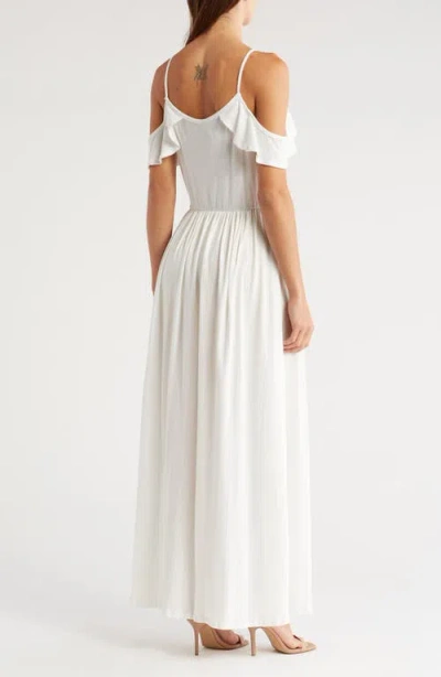 Go Couture Ruffle Cold Shoulder Maxi Dress In White