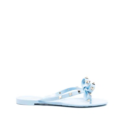 Valentino Rockstud Rubber Sandal In Blue