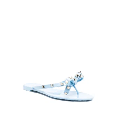 Valentino Rockstud Rubber Sandal In Blue