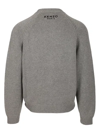 Kenzo Men Crew Neck Sweater In Cotton And Wool In Gray