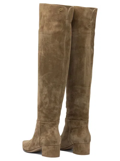 Gianvito Rossi Pointed Toe Beige Suede Ankle Boots