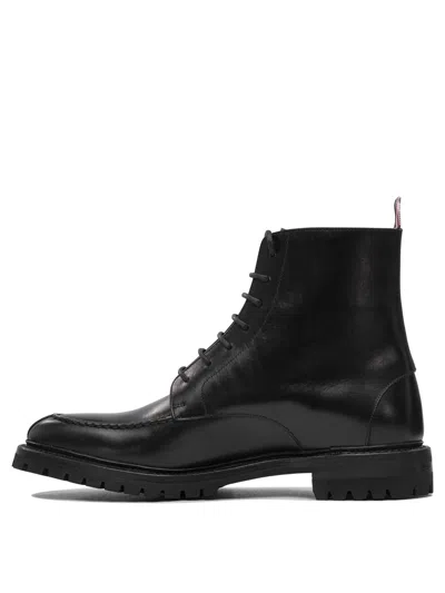 Thom Browne Lace-up Leather Boots In Black
