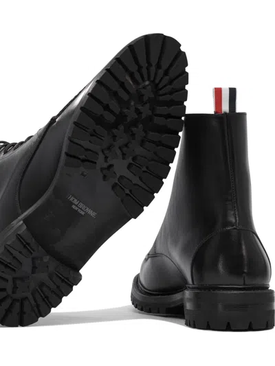 Thom Browne Lace-up Leather Boots In Black