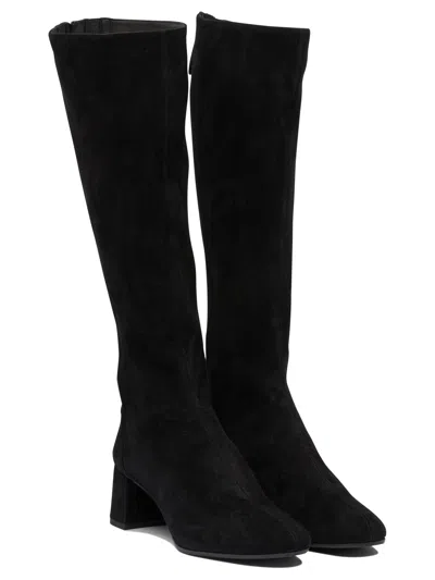 Aquazzura High Block Heel Knee-high Suede Boots In Black