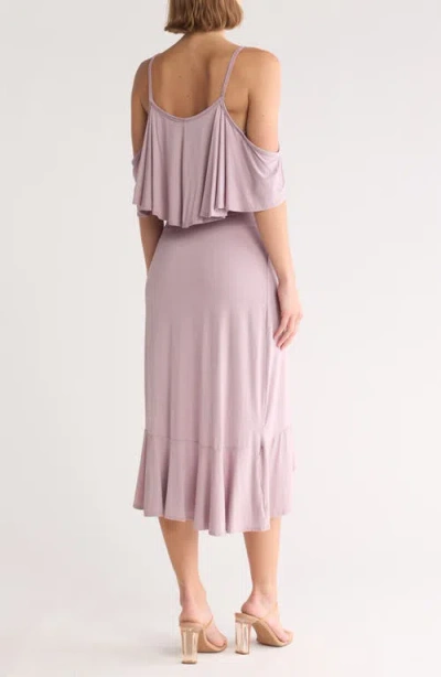 Go Couture Asymmetric Cold Shoulder Maxi Dress In Pink