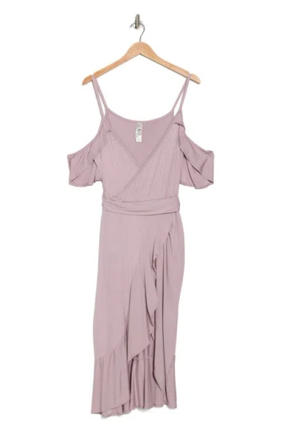 Go Couture Asymmetric Cold Shoulder Maxi Dress In Pink