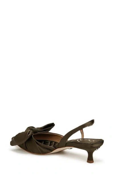 Sam Edelman Treena Bow Plissé Pointed Toe Kitten Heel Sandal
