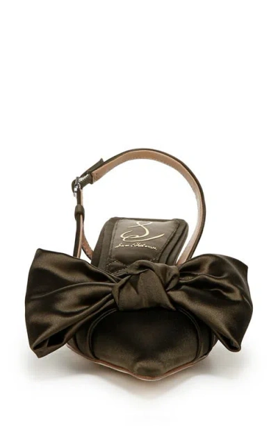 Sam Edelman Treena Bow Plissé Pointed Toe Kitten Heel Sandal