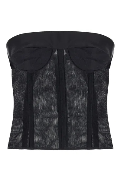 Maison Margiela Mesh-panel Cropped Top In Black