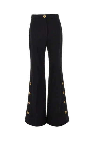 Patou Wide-leg Black Cotton Twill Pants In Black