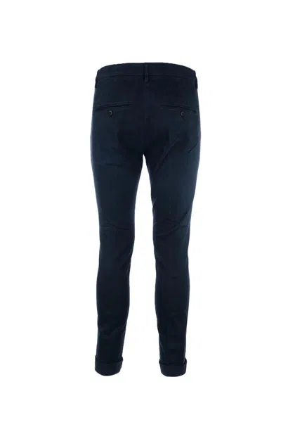 Dondup Trousers With Cuffed Hem And Button Detail In Blue