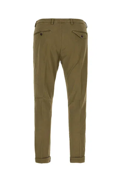 Dondup Trousers With Belt Loops And Rolled Cuffs In Green