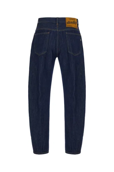 Dondup Relaxed-fit Cotton Pants With Five-pocket Design And Contrasting Patch In Blue