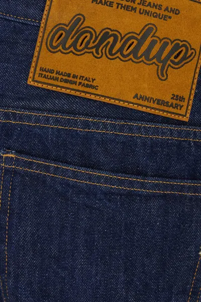 Dondup Relaxed-fit Cotton Pants With Five-pocket Design And Contrasting Patch In Blue