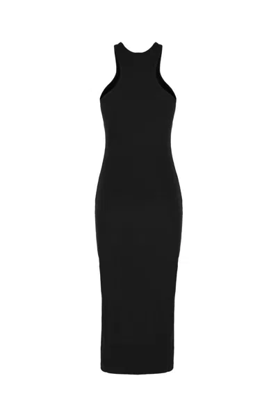 Courrèges Long Scuba Rib Dress In Black