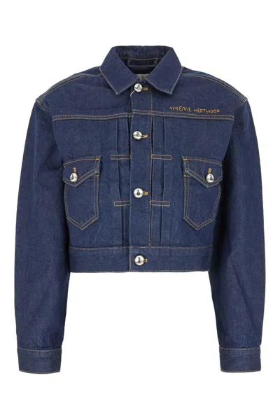 Vivienne Westwood Blue Cropped Denim Jacket In Blue
