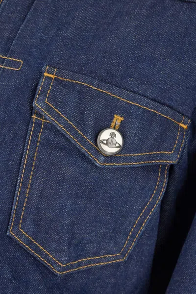Vivienne Westwood Blue Cropped Denim Jacket In Blue