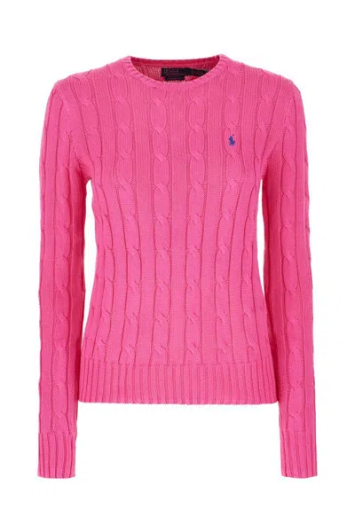 Polo Ralph Lauren Cable-knit Sweater With Blue Logo Embroidery