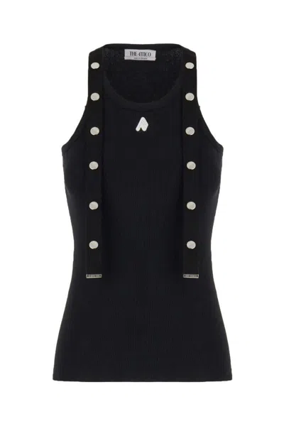 Attico The  Logo Cotton Tank Top In Black