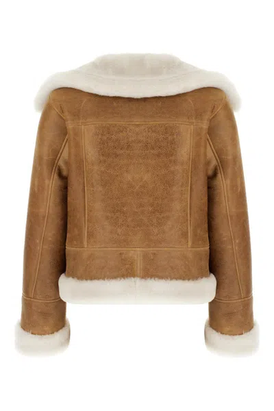 Blancha Shearling Collar Cropped Length Jacket