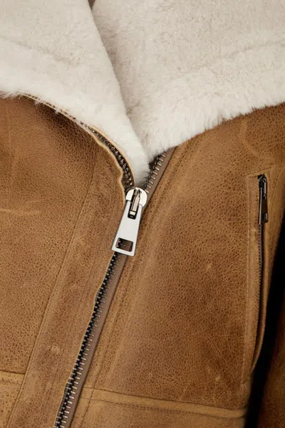Blancha Shearling Collar Cropped Length Jacket