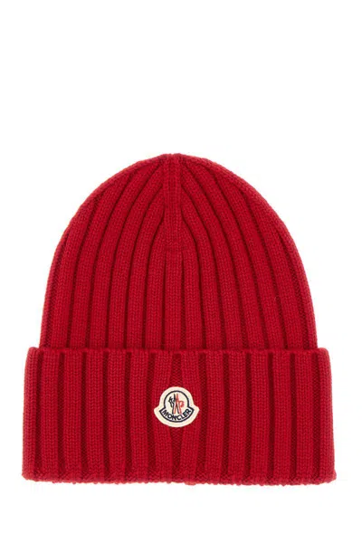 Moncler Red Wool Beanie Hat