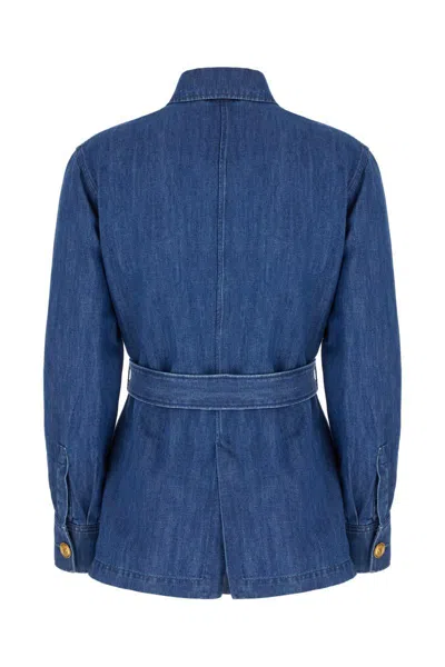 Valentino Garavani Women Solid Sahariana In Denim In Blue