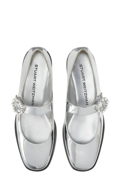 Stuart Weitzman Loralei Metallic Crystal Mary Jane Flats