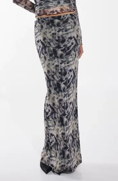 By.dyln Maddox Print Mesh Maxi Skirt