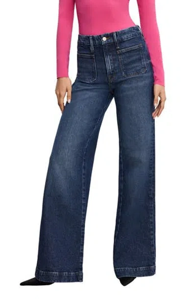 Good American Good Waist Patch Pocket Palazzo Jeans