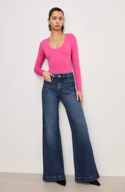 Good American Good Waist Patch Pocket Palazzo Jeans