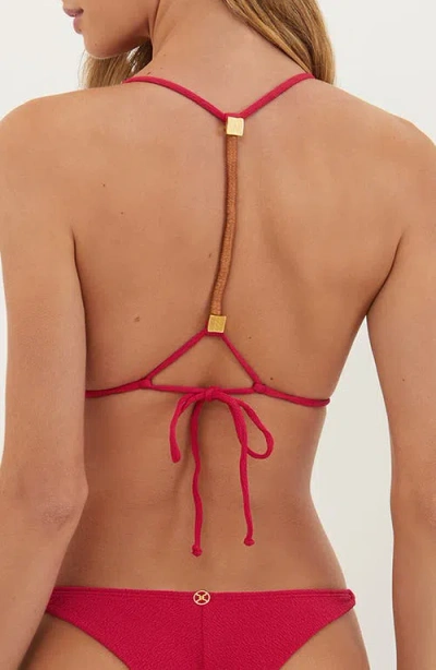 Vix Paula Hermanny Firenze Aika T-back Beaded Triangle Bikini Top In Pink